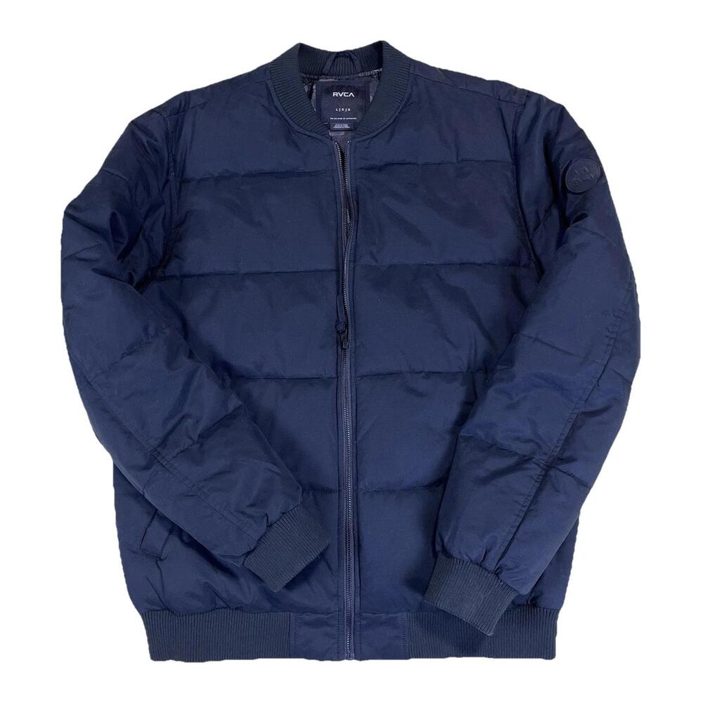 RVCA Men's Olive Bomber Jacket Puffer Large Full Zip Coat Outdoor Casual Black